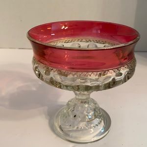 King’s Crown Thumbprint Ruby Red Compote